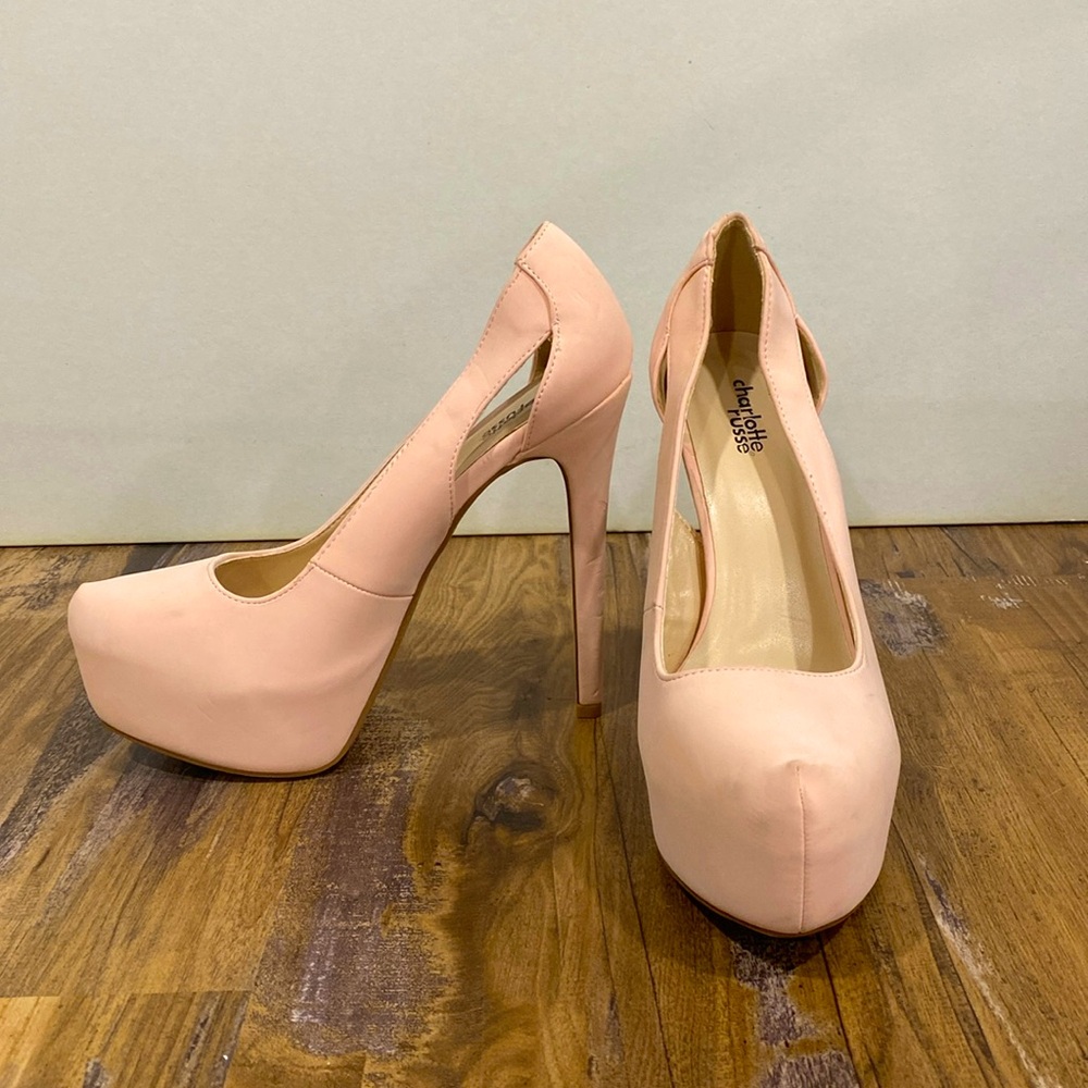 Pale pink platform heels